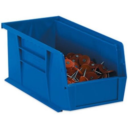 BOX PARTNERS Hang and Stack Storage Bin, Plastic, 14.8" W, 8.3" L, Blue BINP1487B